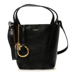 Grained Calfskin Small Spin Tote Black