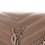 Grain De Poudre Matelasse Chevron Monogram Chain Wallet Taupe