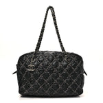 Nylon Quilted Tweed Stitch Bubble Camera Case Black