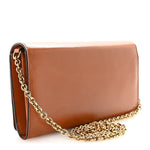 Calfskin Iconic Flap Wallet On Chain Clay Brown