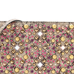Metallic Snakeskin Embossed Spikes Loubiposh Clutch Gold Pink