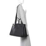 Grained Calfskin Large Sac de Jour Carryall Black