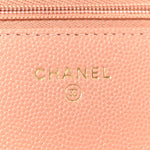Caviar Quilted Perforated Metal CC Wallet On Chain WOC Beige