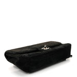 Velvet Quilted Flap Backpack Black