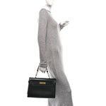 Smooth Calfskin Manhattan Top Handle Black