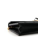 Grain De Poudre Matelasse Chevron Monogram Envelope Chain Wallet Black