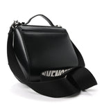 Calfskin Mini Pandora Box Logo Strap Crossbody Bag Black