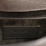 Calfskin Crocodile Embossed Medium Monogram Sunset Fog