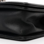 Calfskin Woven Small Boy Flap Black White