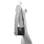 Vitello Daino Soft Mini Hobo Messenger Bag Black