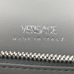 Metallic Crocodile Embossed Calfskin Greca Goddess Wallet On Chain Silver