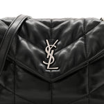 Lambskin Quilted Toy Loulou Puffer Monogram Chain Satchel Black