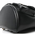 Shiny Caviar Quilted Medium Duma Pockets Drawstring Backpack Black