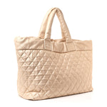 Metallic Lambskin Quilted Large Coco Cocoon Tote Light Gold