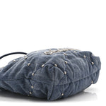 Washed Denim Quilted Studded Mini Chanel 22 Blue