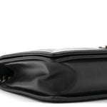 Calfskin Embossed Stitch Large Boy Flap Black