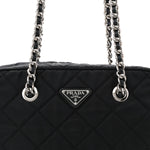 Nylon Tessuto Impuntu Quilted Shoulder Bag Black