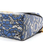 Calfskin Lace Flower Inlay Twist Shoulder Bag MM Navy Black