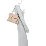 Calfskin Y Quilted Monogram Medium Loulou Chain Satchel Dark Beige