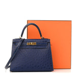 Ostrich Horseshoe Kelly Sellier 28 Bleu Iris