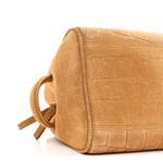Suede Crocodile Embossed Le Turismo Bowling Bag Camel