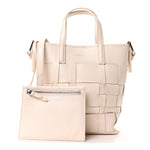 Smooth Calfskin Odita Mini Modern Lattice Bucket Bag Off White