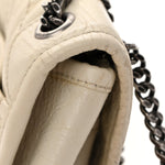 Crinkled Calfskin Matelasse Monogram Baby Niki Chain Satchel White