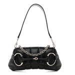 Nappa Vertical Matelasse Small Maxi Horsebit Chain Shoulder Bag Black