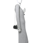 Crystal Nappa Classic Art Deco Skull Clutch Black Silver