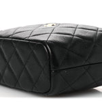 Caviar Quilted Hobo Clutch With Chain Black