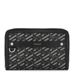 Coated Canvas La Greca Signature  Black Gray