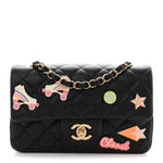 Lambskin Quilted Hollywood Charms Mini Rectangular Flap Black