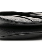 Grained Calfskin Mini Saddle Bag With Strap Black