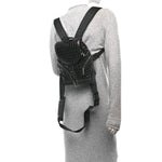 Calfskin Alligator Embossed Small Explorafunk Backpack Black