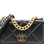 Lambskin Quilted Chanel 19 Wallet On Chain WOC Black