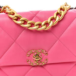 Goatskin Quilted Large Chanel 19 Flap Neon Pink