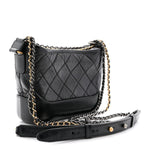 Aged Calfskin Quilted Small Gabrielle Hobo Black