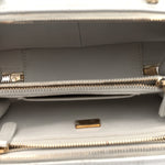 Metallic Lambskin Quilted Top Handle Vanity Case Silver