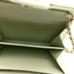 Caviar Quilted Flap Card Holder On Chain Light Green