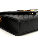 Grain De Poudre Textured Mixed Matelasse Triquilt Medium Monogram Satchel Black