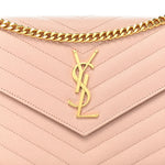 Grain De Poudre Matelasse Chevron Monogram Chain Wallet Pale Pink