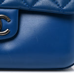 Calfskin Quilted Medium Rock My Shoulder Flap Blue