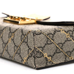 GG Supreme Monogram Calfskin Horsebit Print Mini Padlock Top Handle Shoulder Bag Beige Ebony Light Pink