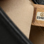 Grained Calfskin Quilted Medium Label Click Flap Bag Black