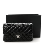 Lambskin Quilted Small Double Flap Black