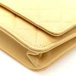 Caviar Quilted Studded CC Wallet on Chain WOC Yellow