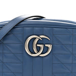 Calfskin Matelasse Aria Small GG Marmont Chain Shoulder Bag Clear Blue