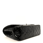 Patent Quilted Jumbo Double Flap Black