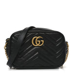 Calfskin Matelasse Mini GG Marmont Chain Shoulder Bag Black