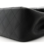 Lambskin Quilted Jumbo Double Flap Black